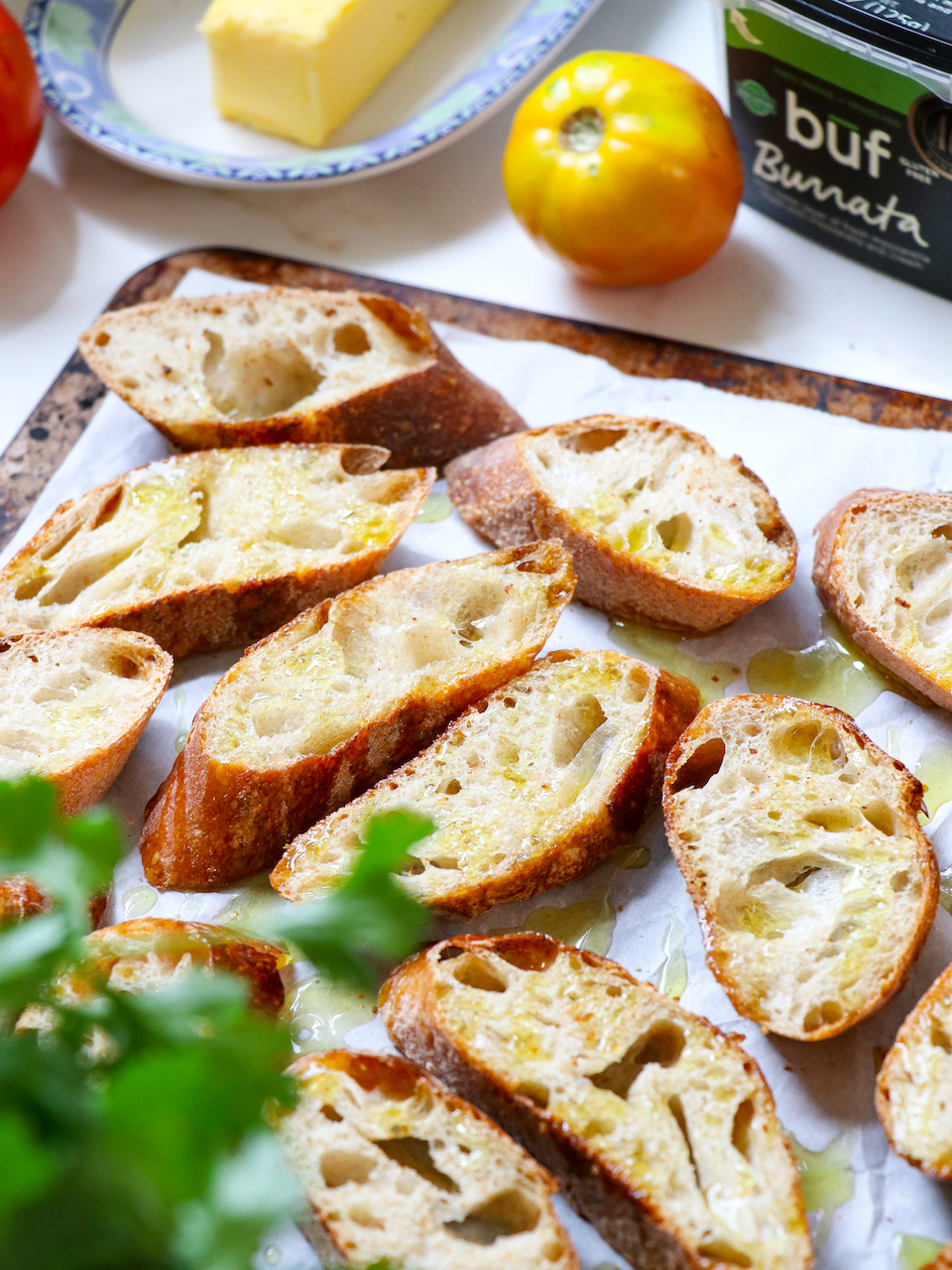 Burrata & Caramelized Onion Steak Crostini
